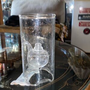 Vintage Wolfard Glass Blowing Company Hand Blown 6” Glass Oil Lamp candle type